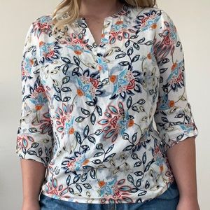Daniel Rainn 3/4 sleeve patterned blouse